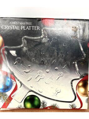 Christmas Tree Crystal Platter With Box